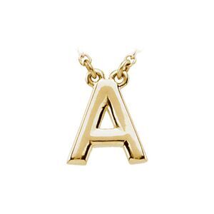 14K Yellow Gold, Kendall Collection, Block Initial A Necklace, 16 Inch
